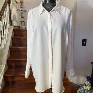 Lauren Ralph Lauren Women's Beige 2X/TTG Long Sleeve Button-up Blouse Top Light